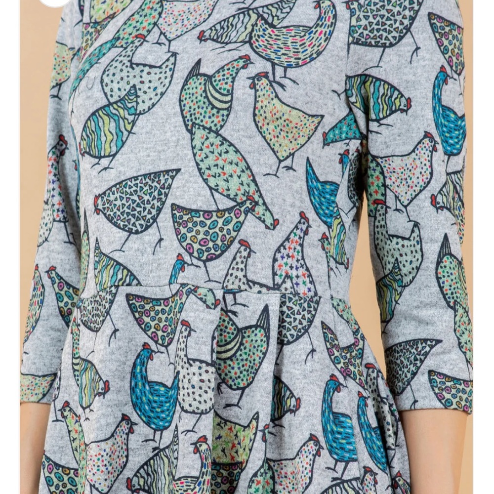Cute Chicken Print Dress - Picture 3 of 6